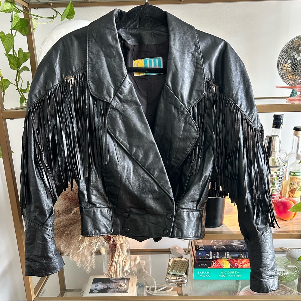 Black Fringe Vintage Southwestern 100% Leather Jacket